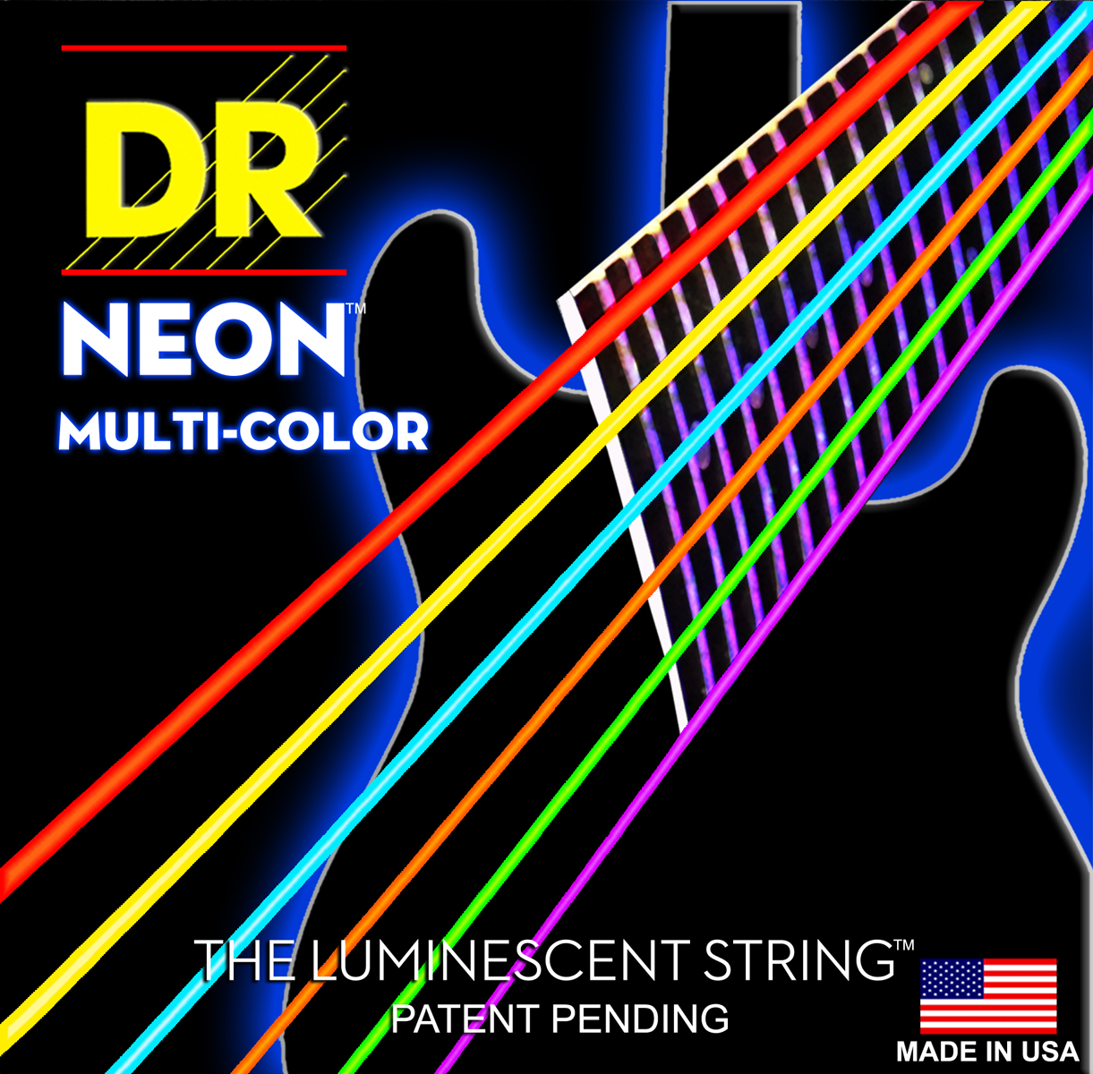 DR Strings Hi Def Neon Green Electric Light Hickies Music